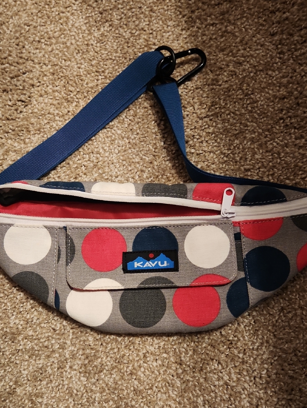 Kavu Polka Dot Waist Pack in Navy, Red, White, Gray